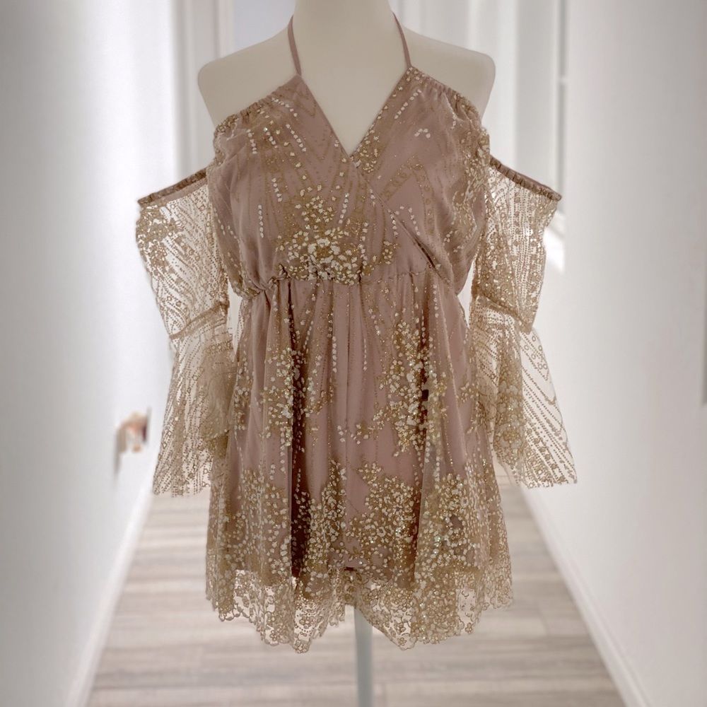 Pretty Gold and Taupe Romper